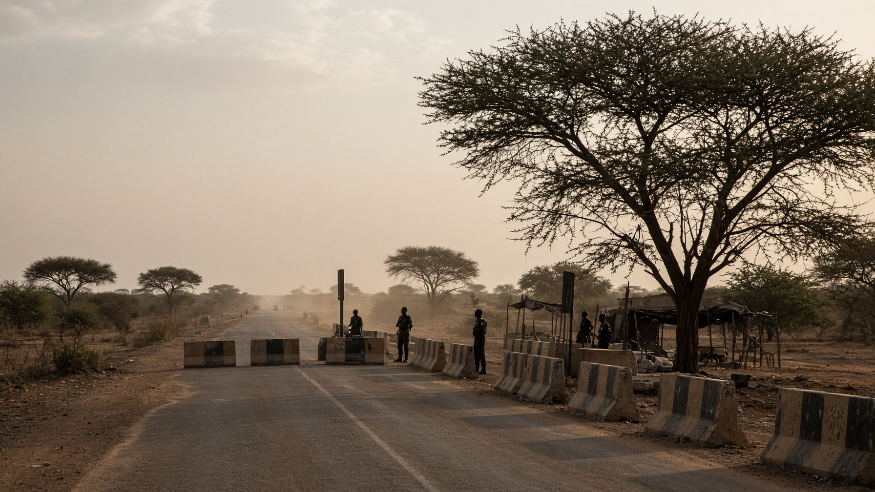 A dusty highway checkpoint in North-West Nigeria