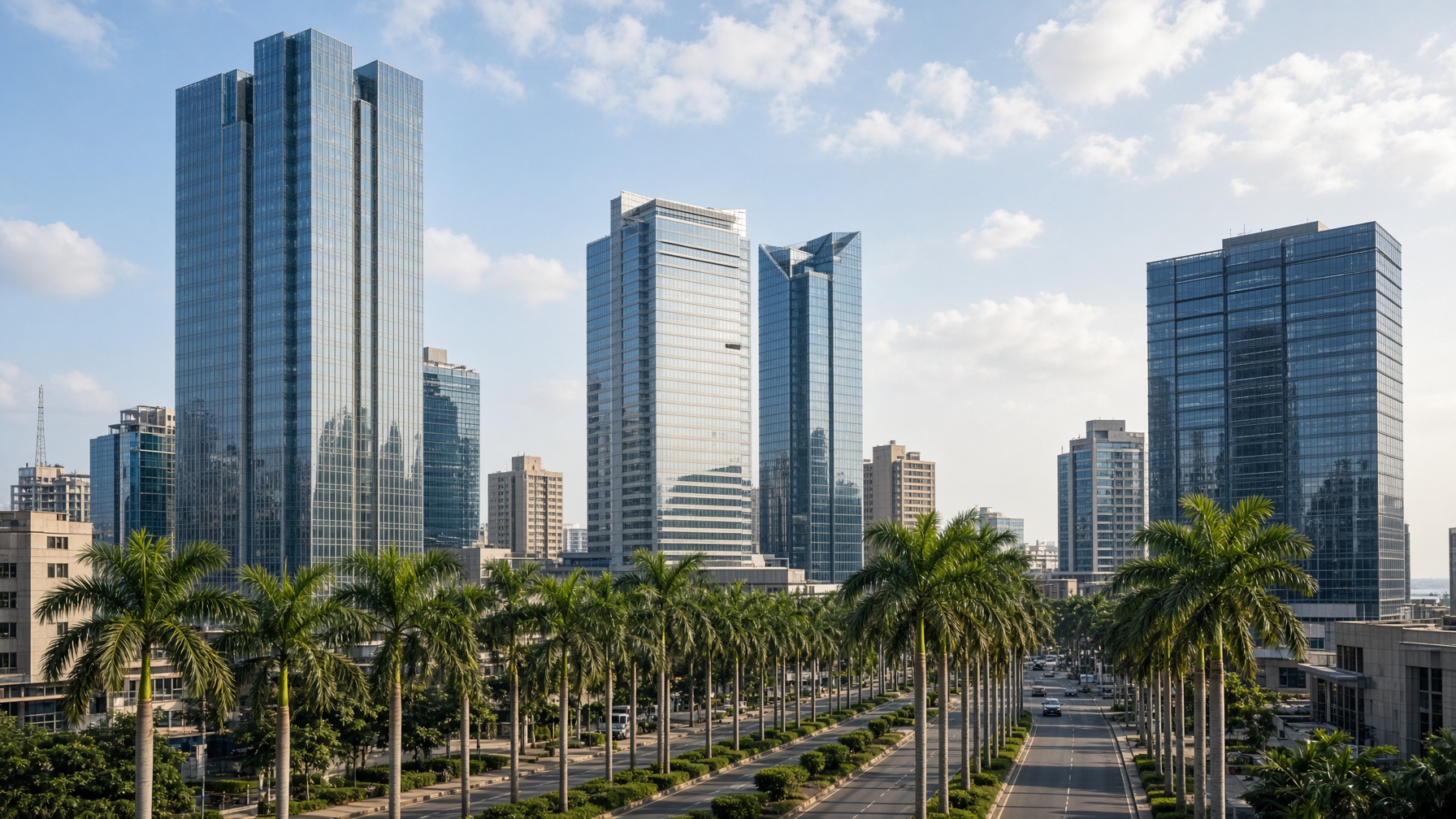 Glass towers in a Lagos financial district